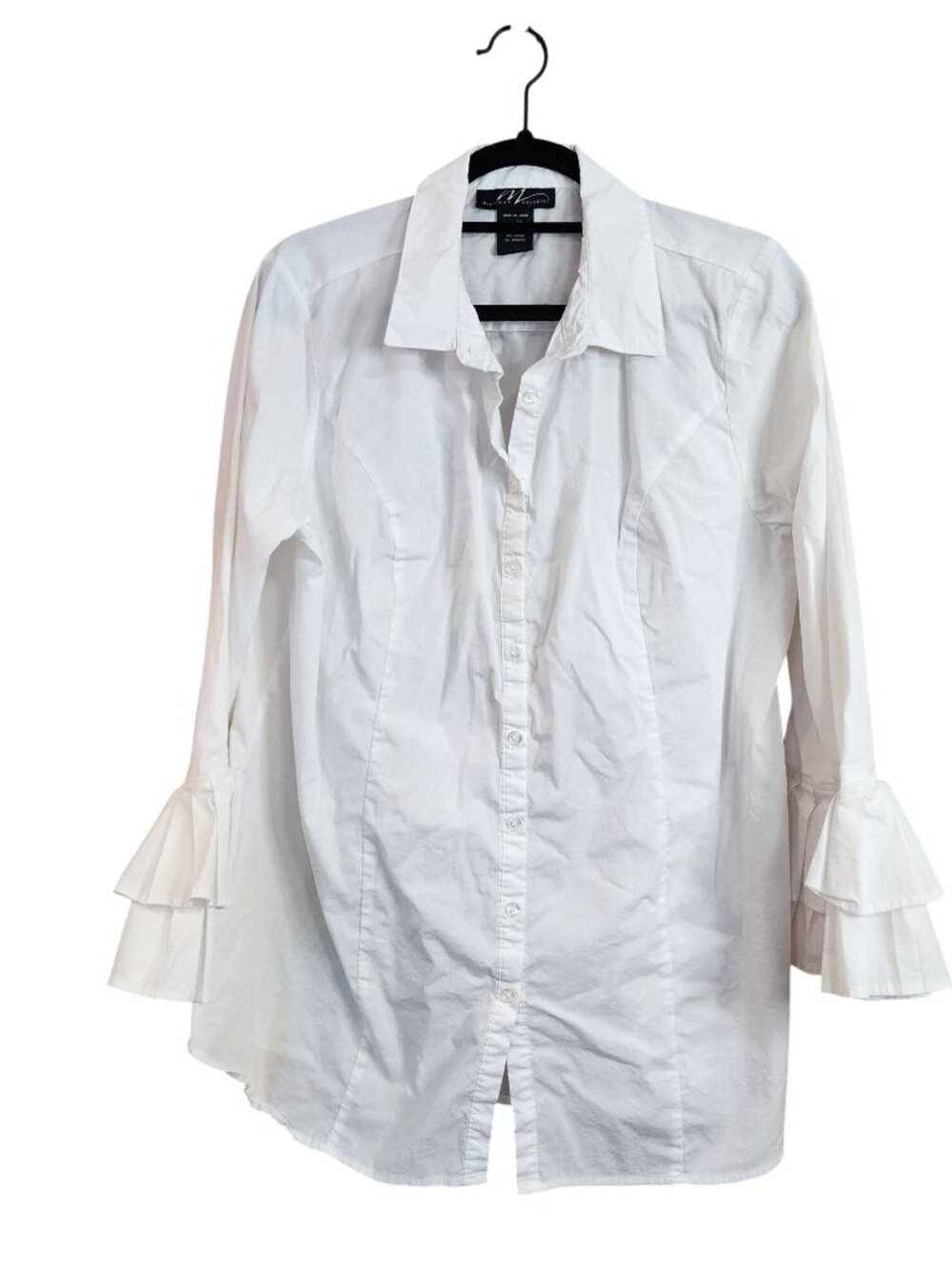 Midnight Velvet Button Down Blouse Pleated Flutter Sleeves Womens size XL